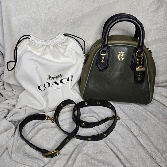Coach Kelp Colorblock Marleigh Satchel Goat Leather Top Handle Crossbody Bag - Picture 1 of 10